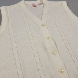 Vintage‎ Cable Knit Sweater Vest Life's Little Extras Ivory Women's Size Small